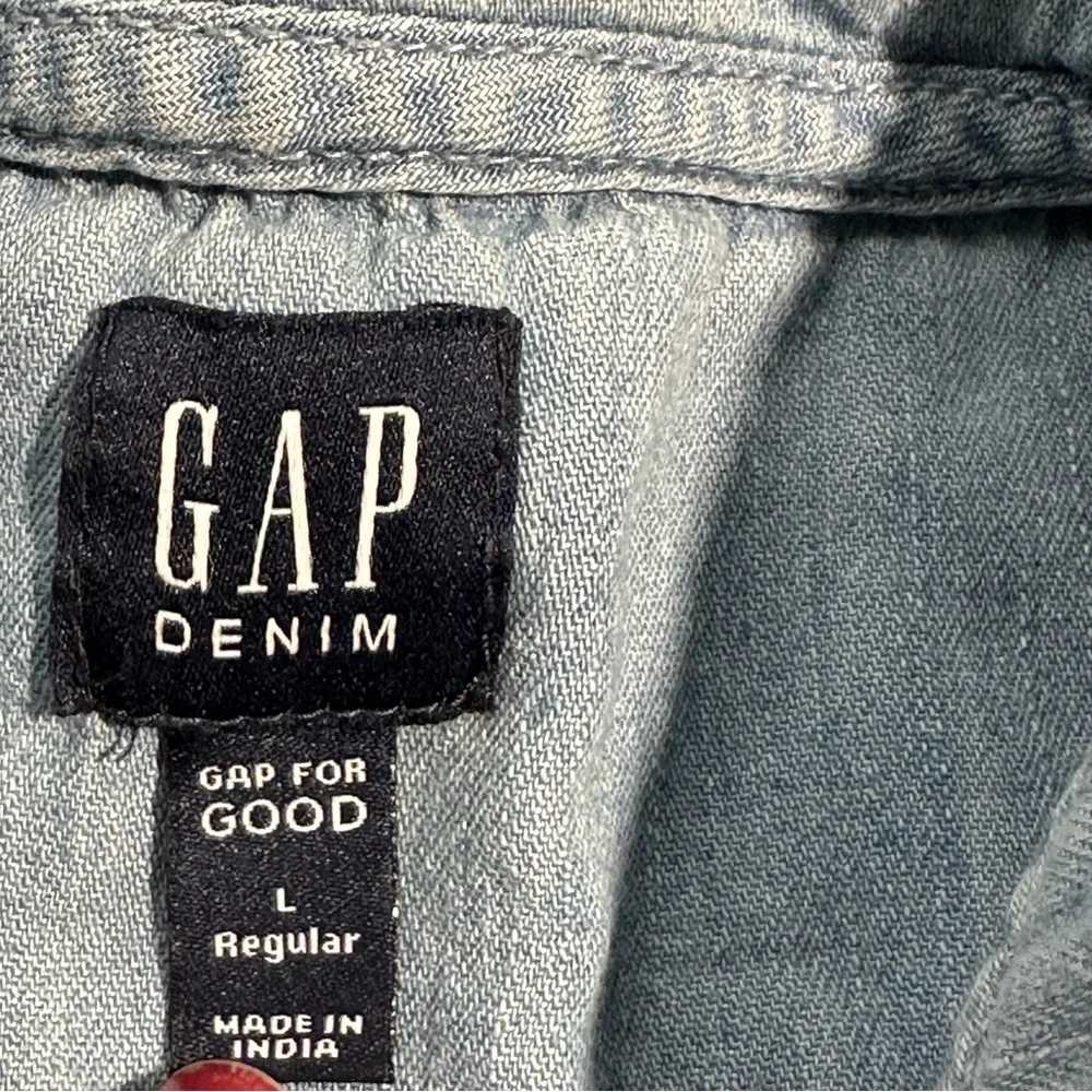 Gap Girls Sleeveless Ruffle Denim Collar Shirt Button Front Size‎ Large